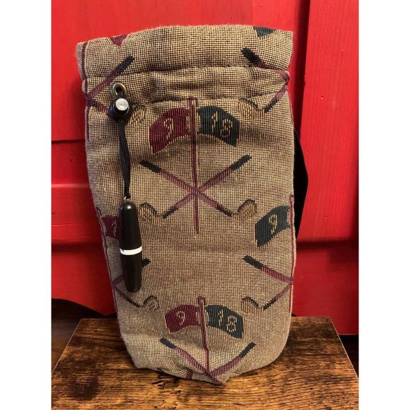 Cool Tote Wine Bottle Carrier with Built in Corkscrew Golf Themed Insulated EUC - Picture 1 of 5